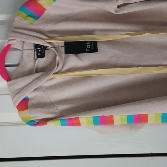 *NWT* Fate Curve Oatmeal Color Block Sleeve Detail Hoodie Sz 1X - Picture 5 of 6